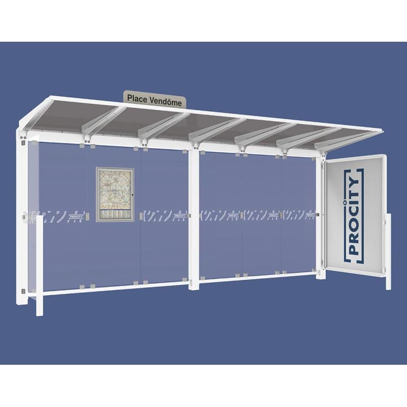 Cityscape Direct Venice Bus Shelter 5000mm length / White (RAL 9010) / with Advertising Board