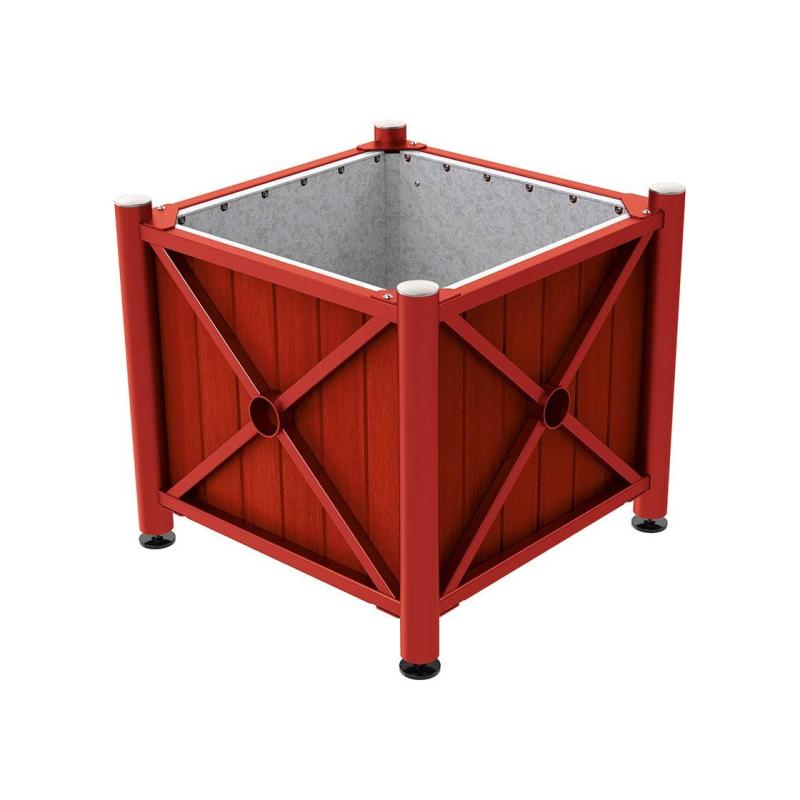 Province Brushed Steel Planter (Steel and Wood)