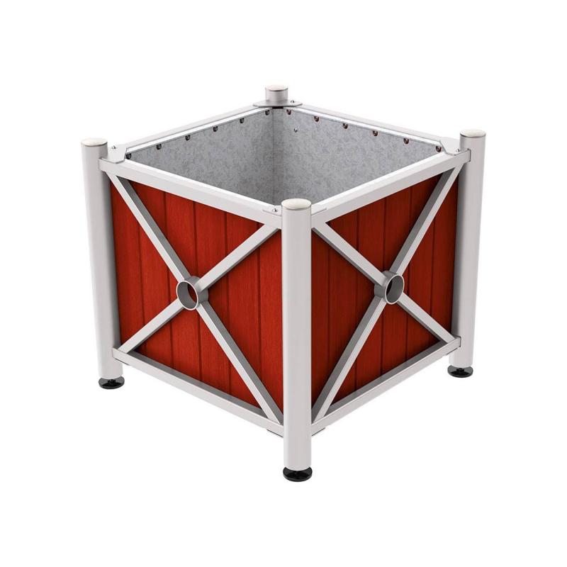 Province Brushed Steel Planter (Steel and Wood)