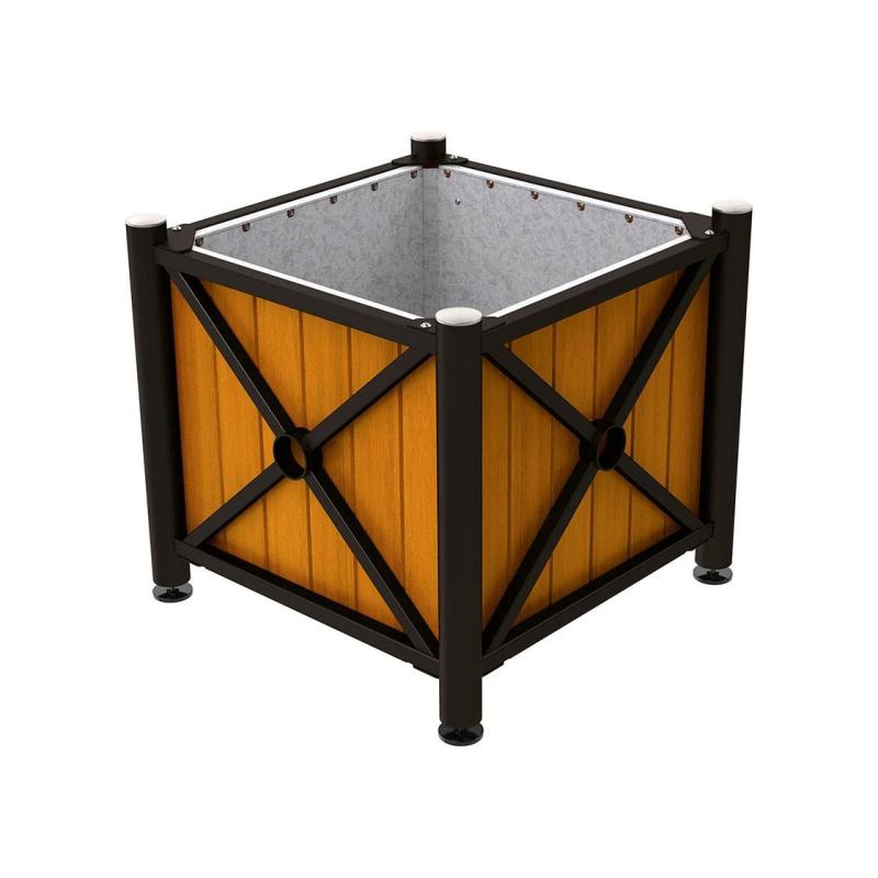 Province Brushed Steel Planter (Steel and Wood)