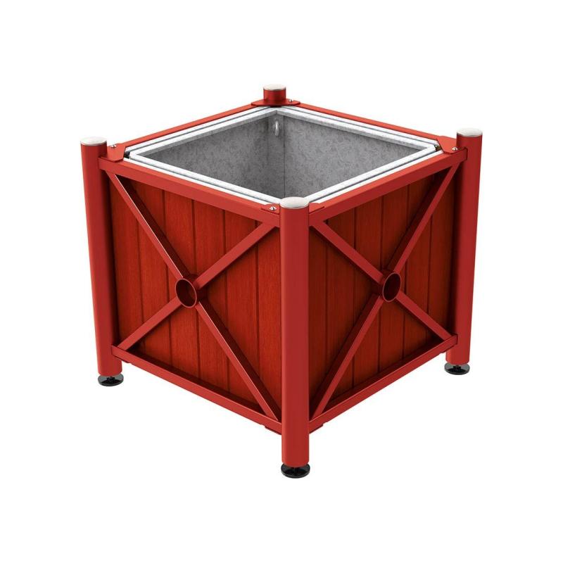 Province Brushed Steel Planter (Steel and Wood)