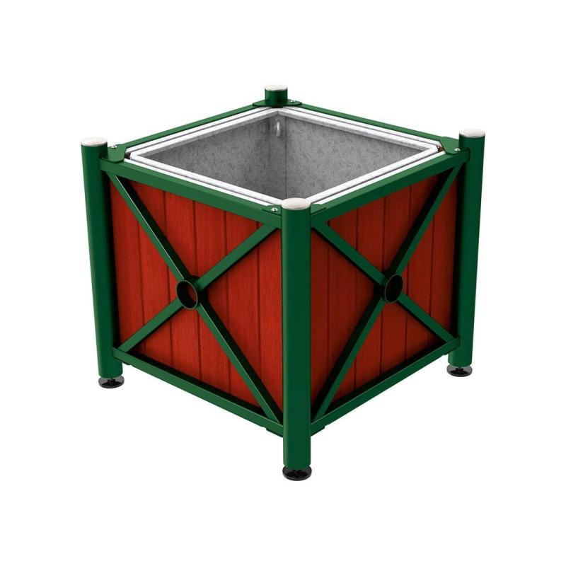 Province Brushed Steel Planter (Steel and Wood)