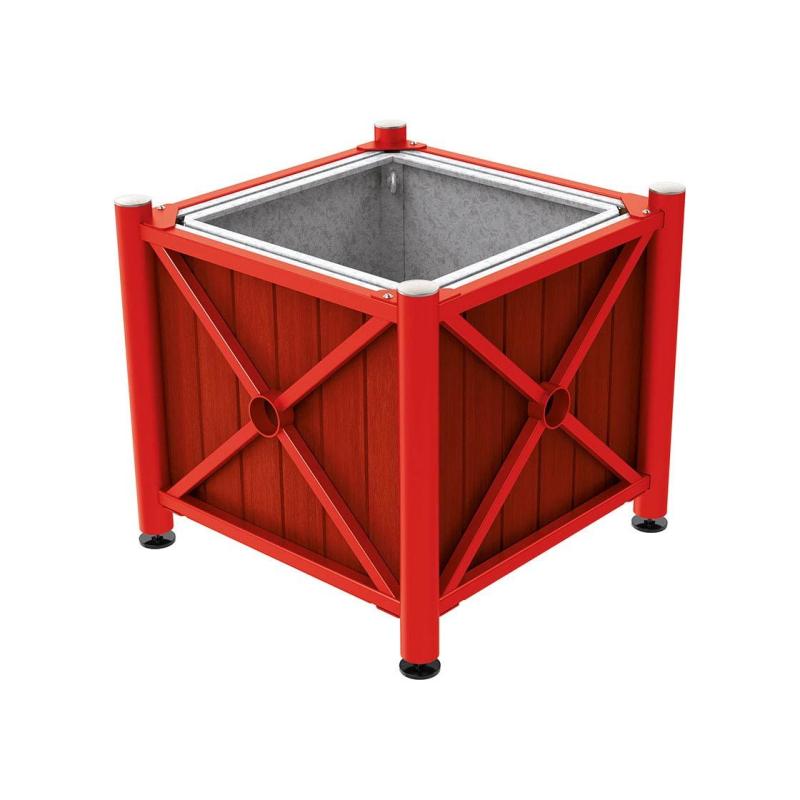 Province Brushed Steel Planter (Steel and Wood)