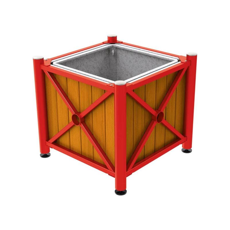 Province Brushed Steel Planter (Steel and Wood)