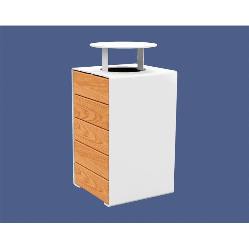 Kube Litter Bin (Wood and Steel)