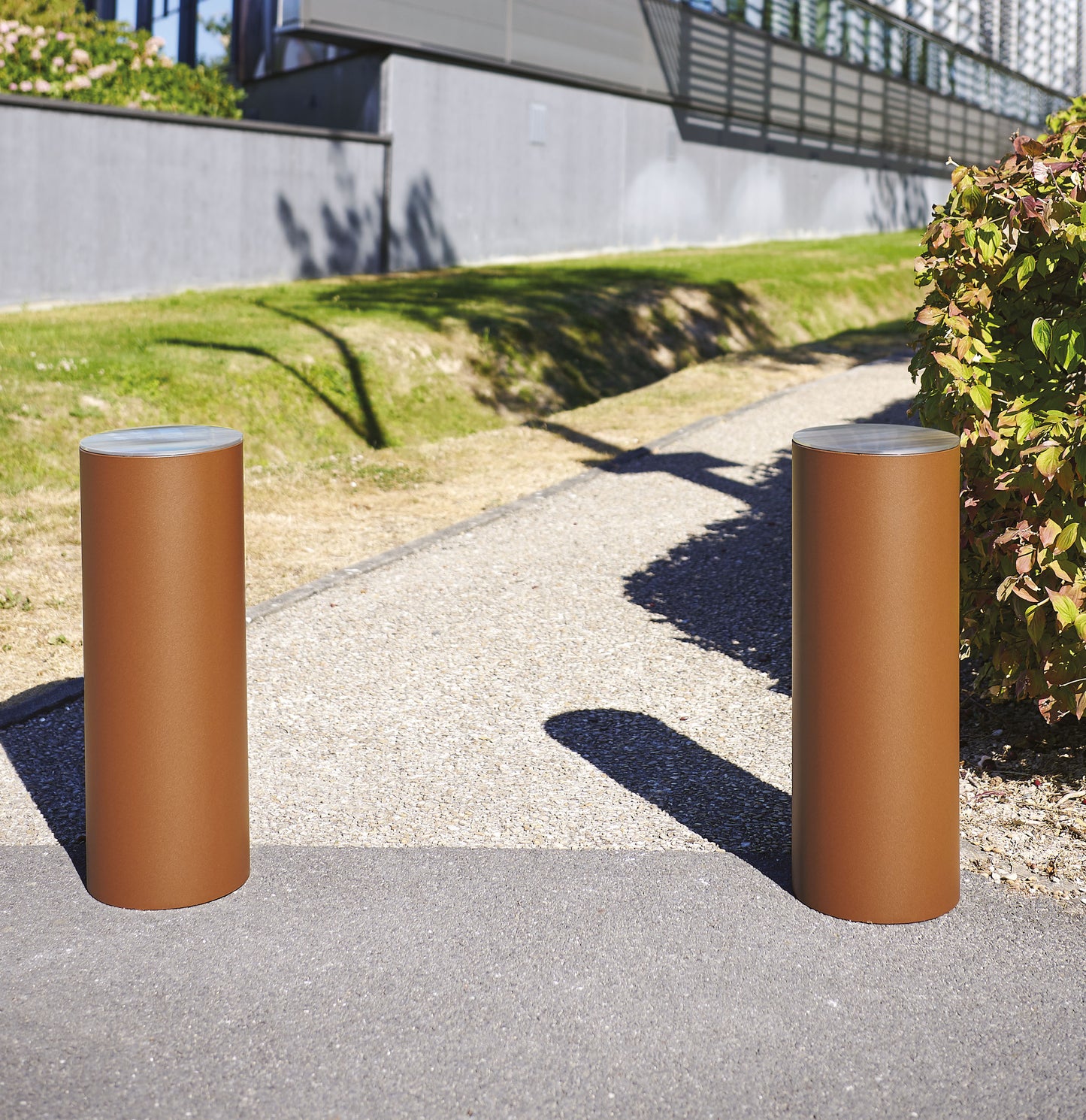 Province Large Brushed Steel Bollard in Corten