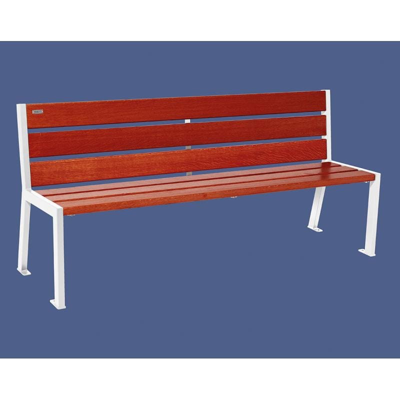 Cityscape Direct Silaos Seat (Steel and Wood) - 1800mm wide No Armrests / 6 Slats (Mahogany) / White (RAL 9010)