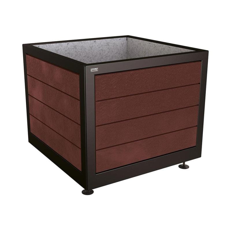 Cityscape Direct Silaos Planter (Steel and Recycled Plastic) 1000 x 1000 x 800mm high / Black (RAL 9005) / Galvanised steel