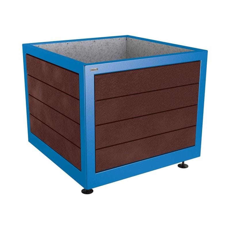 Cityscape Direct Silaos Planter (Steel and Recycled Plastic) 1000 x 1000 x 800mm high / Blue (RAL 5010) / Galvanised steel