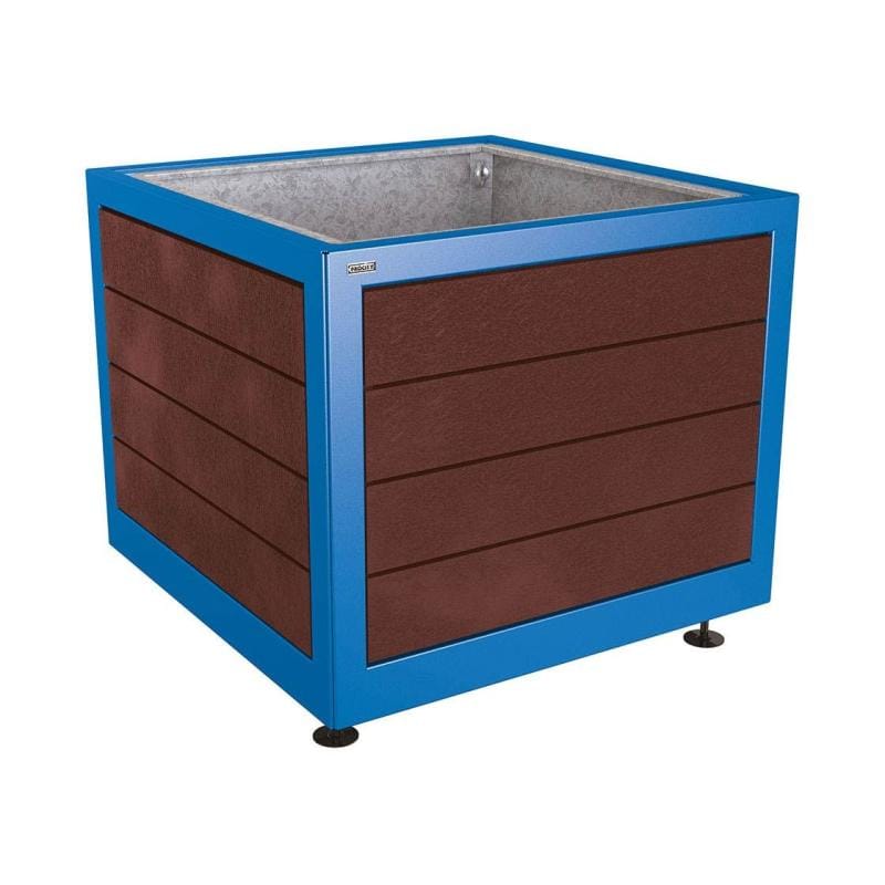 Cityscape Direct Silaos Planter (Steel and Recycled Plastic) 1000 x 1000 x 800mm high / Blue (RAL 5010) / With internal planter and reinforced lifting rings