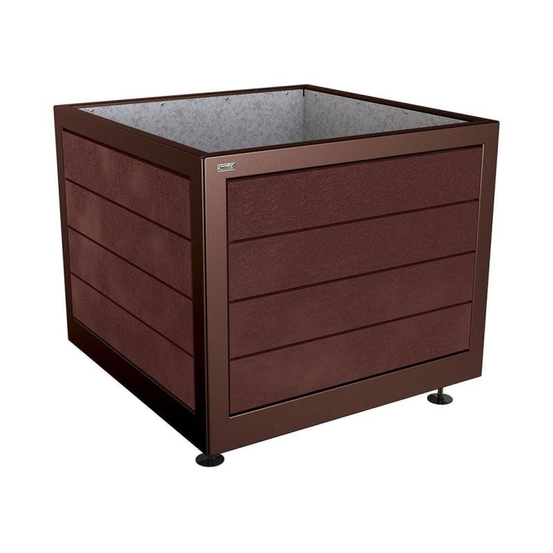Cityscape Direct Silaos Planter (Steel and Recycled Plastic) 1000 x 1000 x 800mm high / Brown (RAL 8017) / Galvanised steel