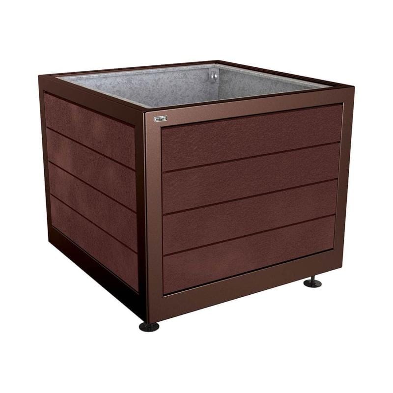 Cityscape Direct Silaos Planter (Steel and Recycled Plastic) 1000 x 1000 x 800mm high / Brown (RAL 8017) / With internal planter and reinforced lifting rings