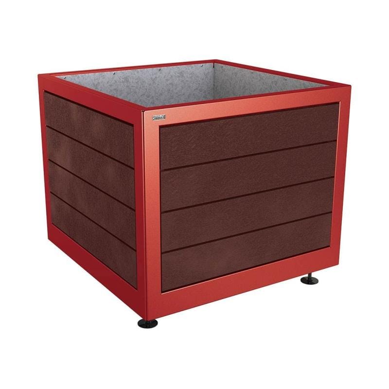 Cityscape Direct Silaos Planter (Steel and Recycled Plastic) 1000 x 1000 x 800mm high / Burgundy (RAL 3004) / Galvanised steel