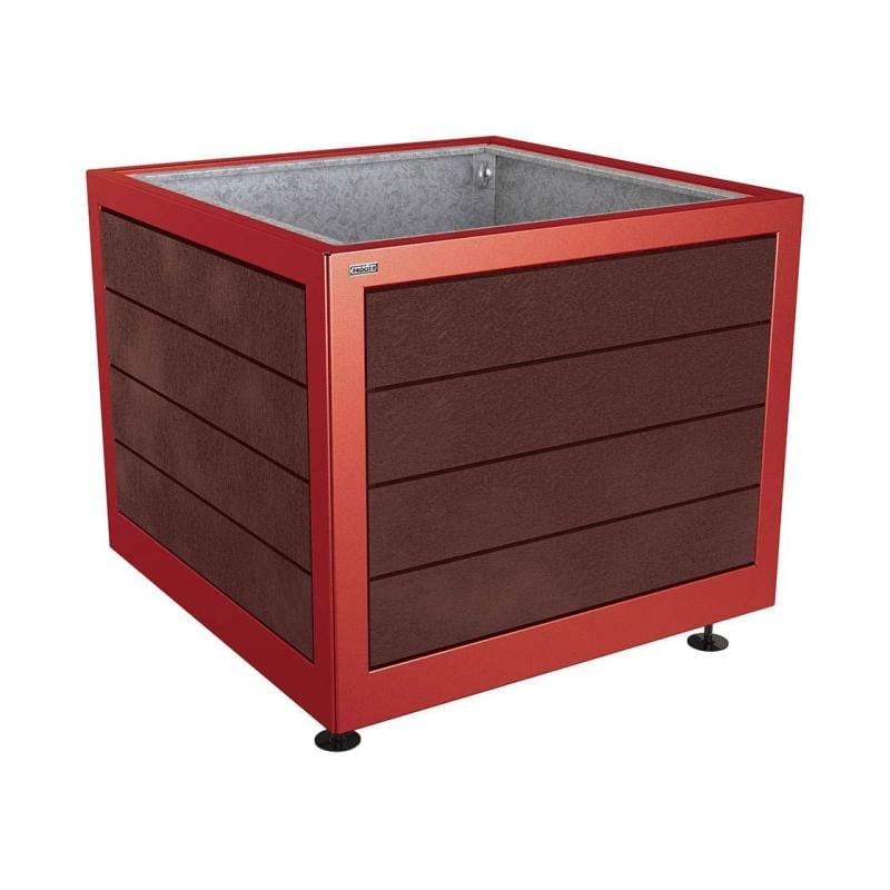 Cityscape Direct Silaos Planter (Steel and Recycled Plastic) 1000 x 1000 x 800mm high / Burgundy (RAL 3004) / With internal planter and reinforced lifting rings