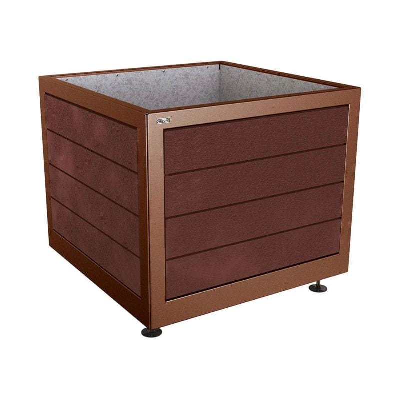 Cityscape Direct Silaos Planter (Steel and Recycled Plastic) 1000 x 1000 x 800mm high / Corten Effect / Galvanised steel