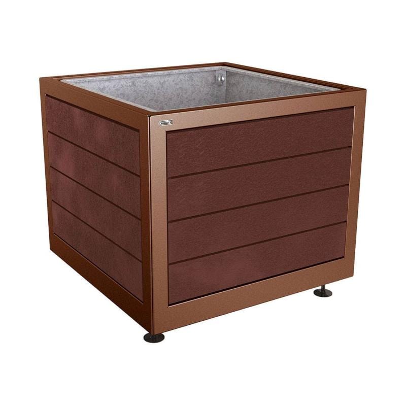 Cityscape Direct Silaos Planter (Steel and Recycled Plastic) 1000 x 1000 x 800mm high / Corten Effect / With internal planter and reinforced lifting rings