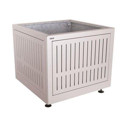 Cityscape Direct Silaos Planter (Steel) 1000 x 1000 x 800mm high / Light Grey (RAL 7044) / With internal planter and reinforced lifting rings