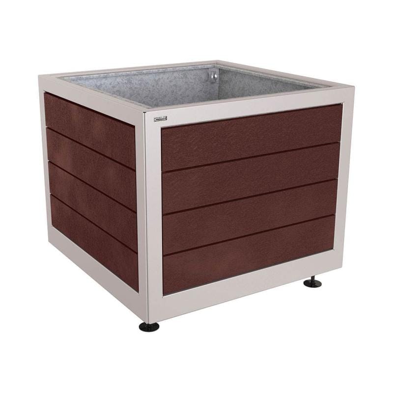 Cityscape Direct Silaos Planter (Steel and Recycled Plastic) 1000 x 1000 x 800mm high / Light Grey (RAL 7044) / With internal planter and reinforced lifting rings