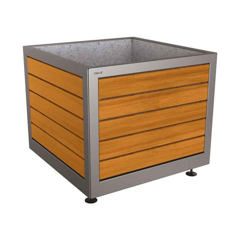 Cityscape Direct Silaos Planter (Steel and Wood) 1000 x 1000 x 800mm high / Procity Grey / Light Oak