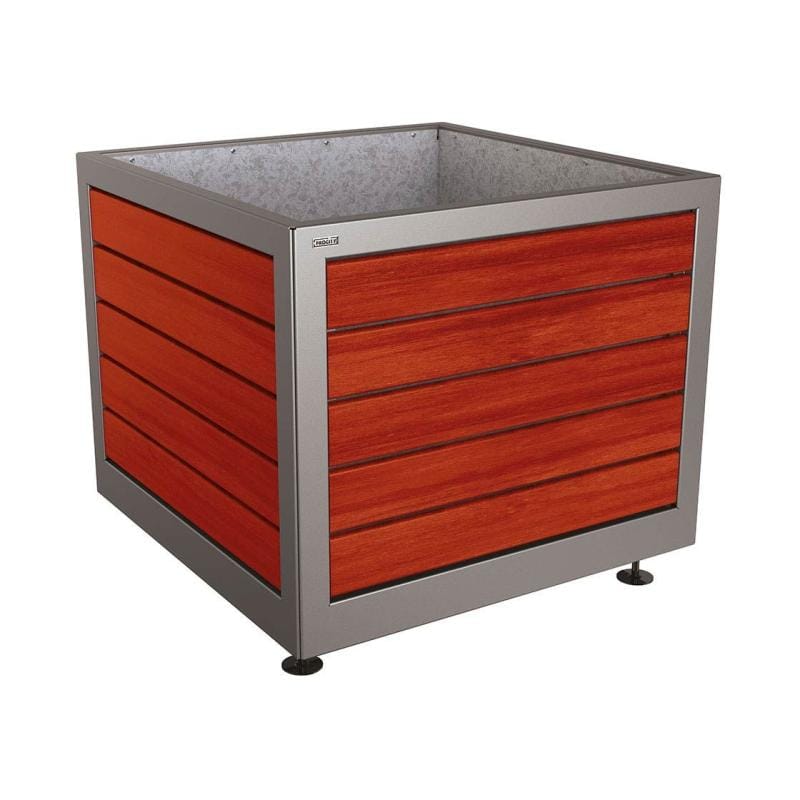 Cityscape Direct Silaos Planter (Steel and Wood) 1000 x 1000 x 800mm high / Procity Grey / Mahogany