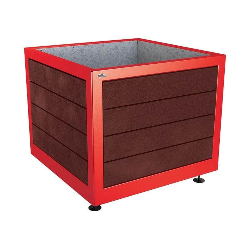 Cityscape Direct Silaos Planter (Steel and Recycled Plastic) 1000 x 1000 x 800mm high / Red (RAL 3020) / Galvanised steel