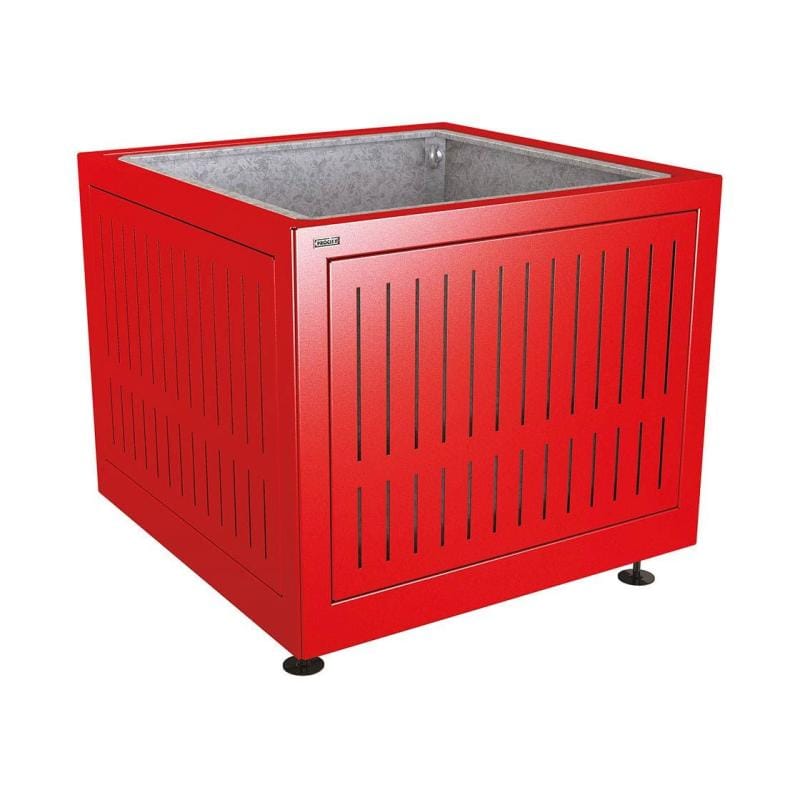 Cityscape Direct Silaos Planter (Steel) 1000 x 1000 x 800mm high / Red (RAL 3020) / With internal planter and reinforced lifting rings