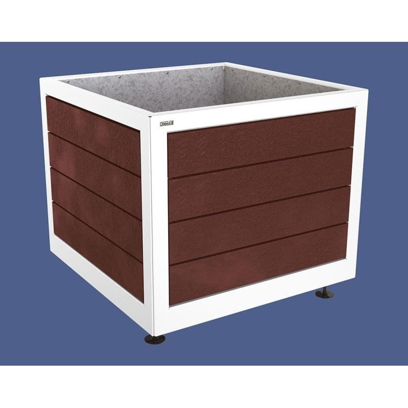 Cityscape Direct Silaos Planter (Steel and Recycled Plastic) 1000 x 1000 x 800mm high / White (RAL 9010) / Galvanised steel
