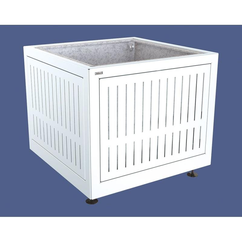 Cityscape Direct Silaos Planter (Steel) 1000 x 1000 x 800mm high / White (RAL 9010) / With internal planter and reinforced lifting rings