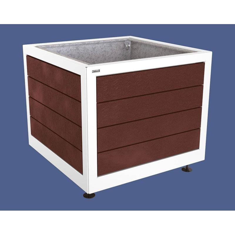 Cityscape Direct Silaos Planter (Steel and Recycled Plastic) 1000 x 1000 x 800mm high / White (RAL 9010) / With internal planter and reinforced lifting rings
