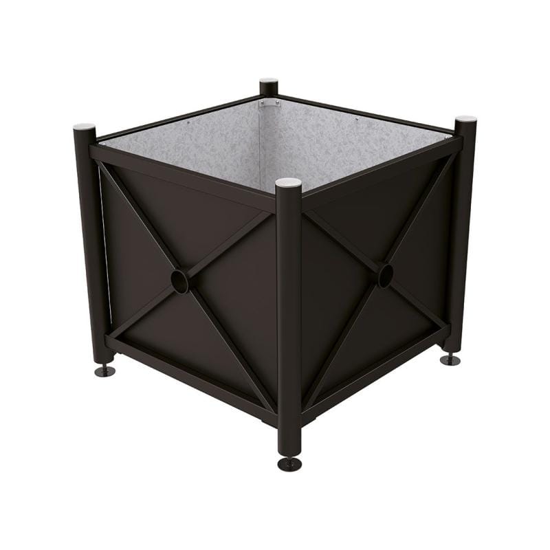 Cityscape Direct Province Brushed Steel Planter (Steel) 1000 x 1000 x 900mm high / Black (RAL 9005) / Galvanised steel