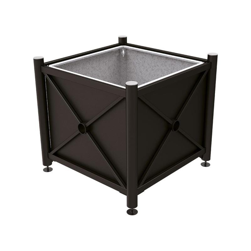 Cityscape Direct Province Brushed Steel Planter (Steel) 1000 x 1000 x 900mm high / Black (RAL 9005) / With inserts for use with lifting rings