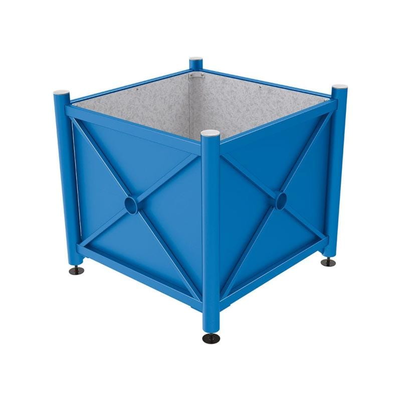 Cityscape Direct Province Brushed Steel Planter (Steel) 1000 x 1000 x 900mm high / Blue (RAL 5010) / Galvanised steel