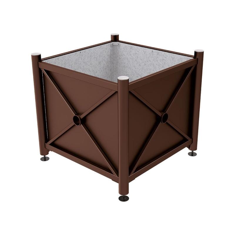 Cityscape Direct Province Brushed Steel Planter (Steel) 1000 x 1000 x 900mm high / Brown (RAL 8017) / Galvanised steel