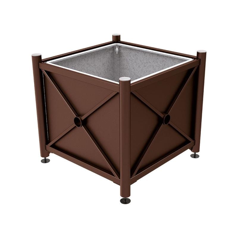 Cityscape Direct Province Brushed Steel Planter (Steel) 1000 x 1000 x 900mm high / Brown (RAL 8017) / With inserts for use with lifting rings