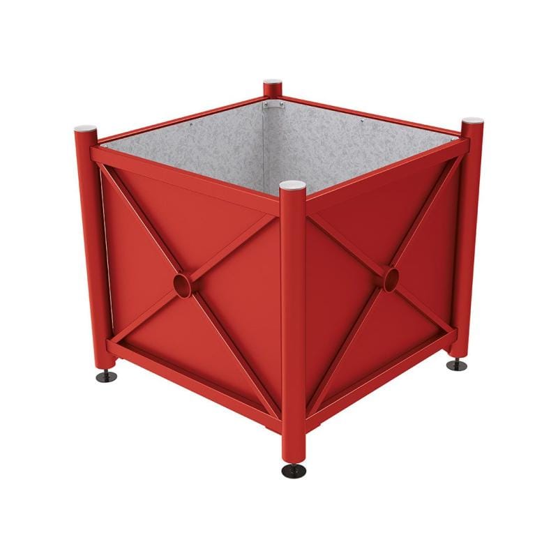Cityscape Direct Province Brushed Steel Planter (Steel) 1000 x 1000 x 900mm high / Burgundy (RAL 3004) / Galvanised steel