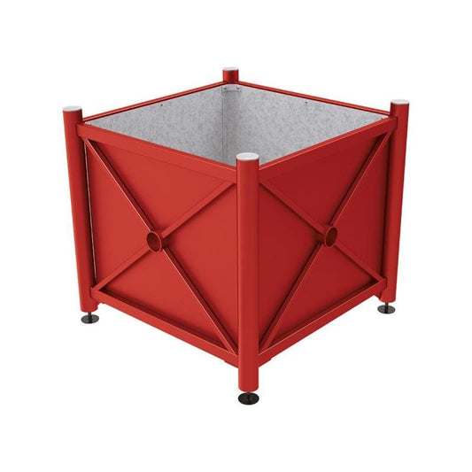 Cityscape Direct Province Brushed Steel Planter (Steel) 1000 x 1000 x 900mm high / Burgundy (RAL 3004) / Galvanised steel