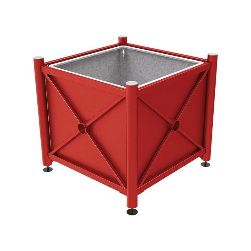 Cityscape Direct Province Brushed Steel Planter (Steel) 1000 x 1000 x 900mm high / Burgundy (RAL 3004) / With inserts for use with lifting rings