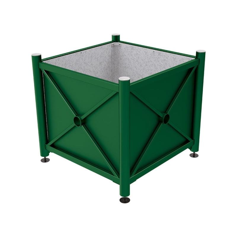 Cityscape Direct Province Brushed Steel Planter (Steel) 1000 x 1000 x 900mm high / Green (RAL 6005) / Galvanised steel