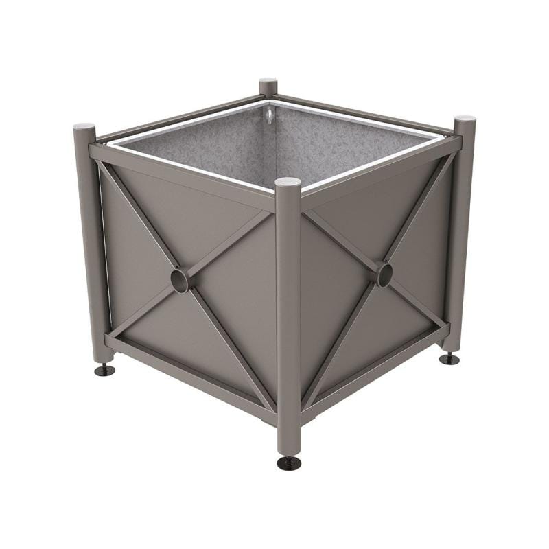 Cityscape Direct Province Brushed Steel Planter (Steel) 1000 x 1000 x 900mm high / Procity Grey / With inserts for use with lifting rings
