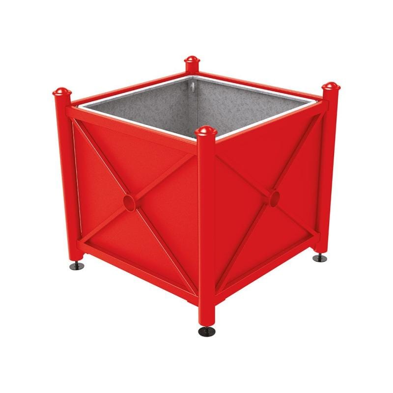 Cityscape Direct Province Agora Planter (Steel) 1000 x 1000 x 900mm high / Red (RAL 3020) / With inserts for use with lifting rings
