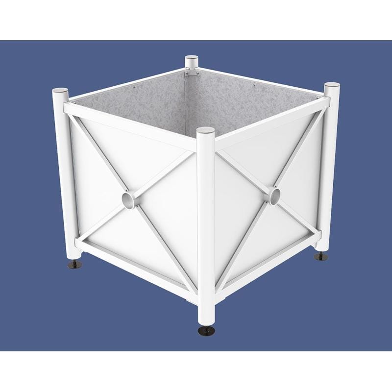 Cityscape Direct Province Brushed Steel Planter (Steel) 1000 x 1000 x 900mm high / White (RAL 9010) / Galvanised steel