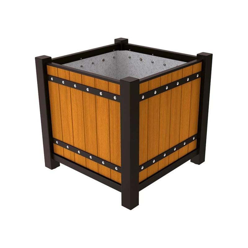 Cityscape Direct Sarlat Planter 1060 x 1060 x 960mm high / Black (RAL 9005) / Light Oak