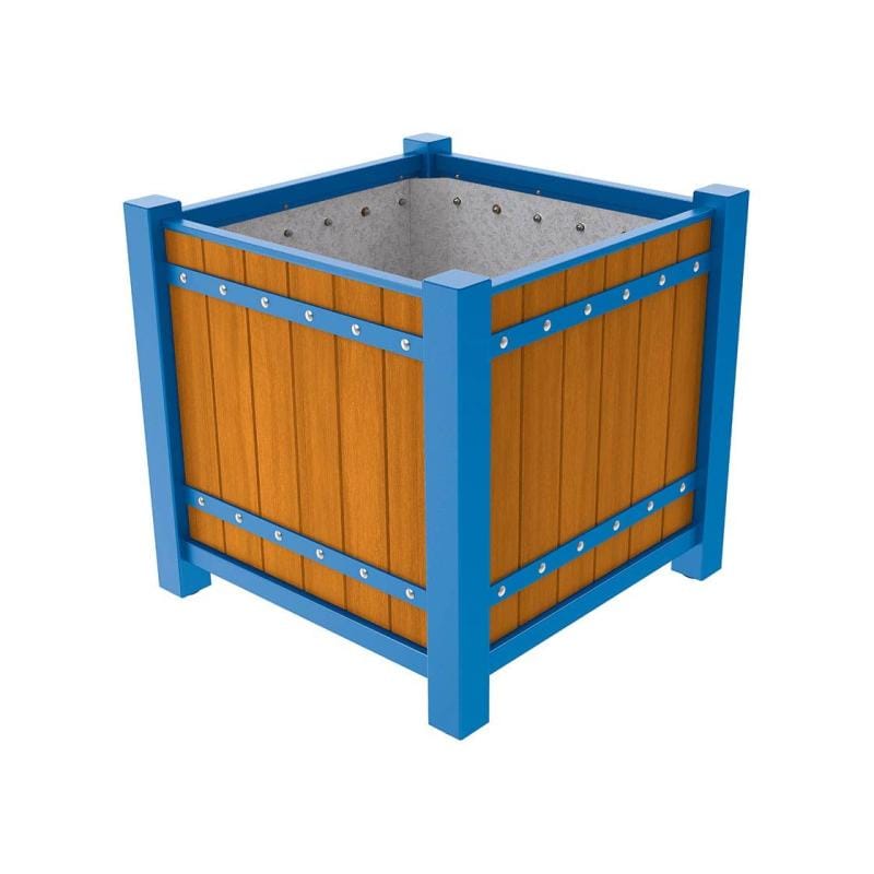 Cityscape Direct Sarlat Planter 1060 x 1060 x 960mm high / Blue (RAL 5010) / Light Oak