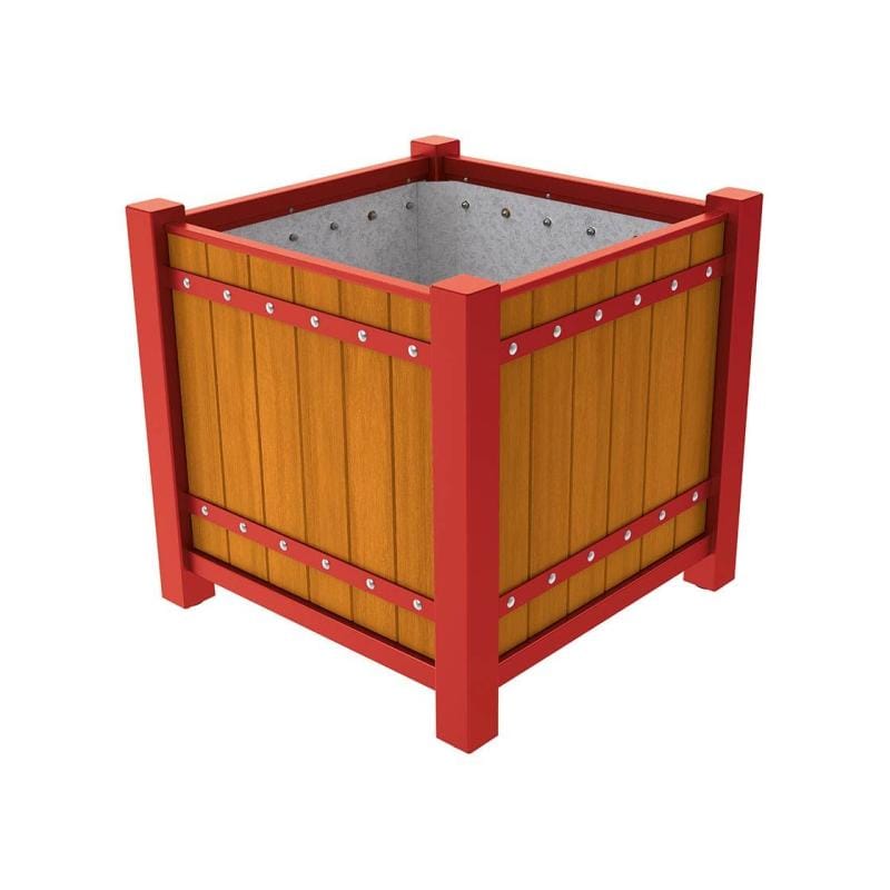 Cityscape Direct Sarlat Planter 1060 x 1060 x 960mm high / Burgundy (RAL 3004) / Light Oak