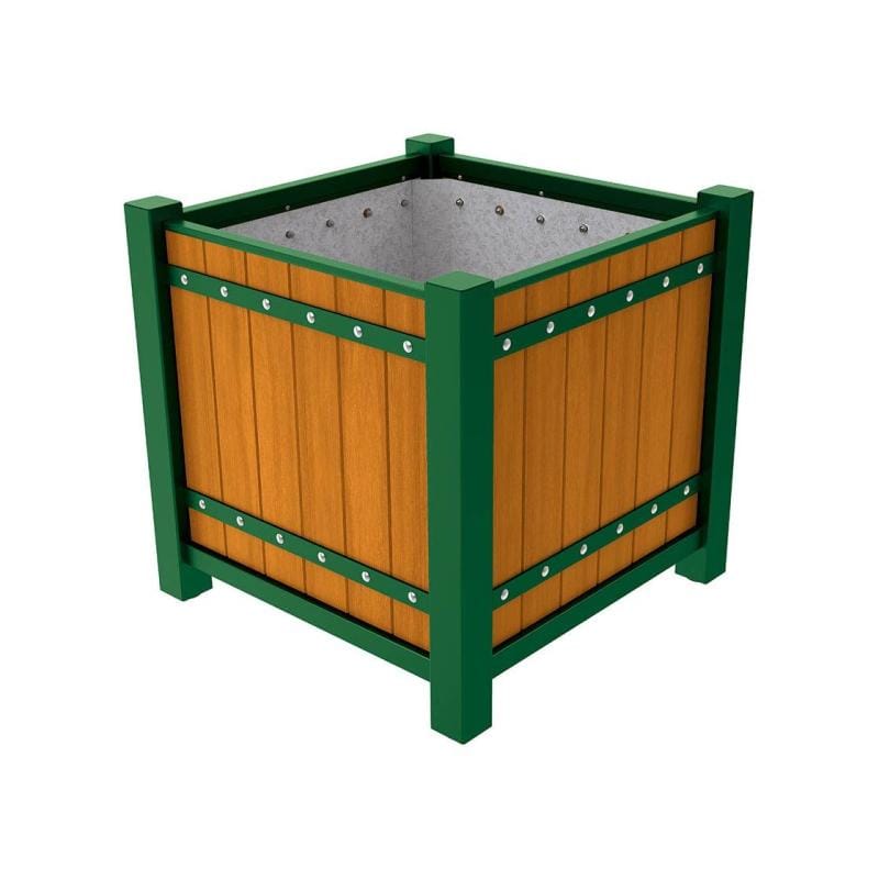 Cityscape Direct Sarlat Planter 1060 x 1060 x 960mm high / Green (RAL 6005) / Light Oak