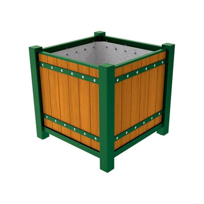 Cityscape Direct Sarlat Planter 1060 x 1060 x 960mm high / Green (RAL 6005) / Light Oak