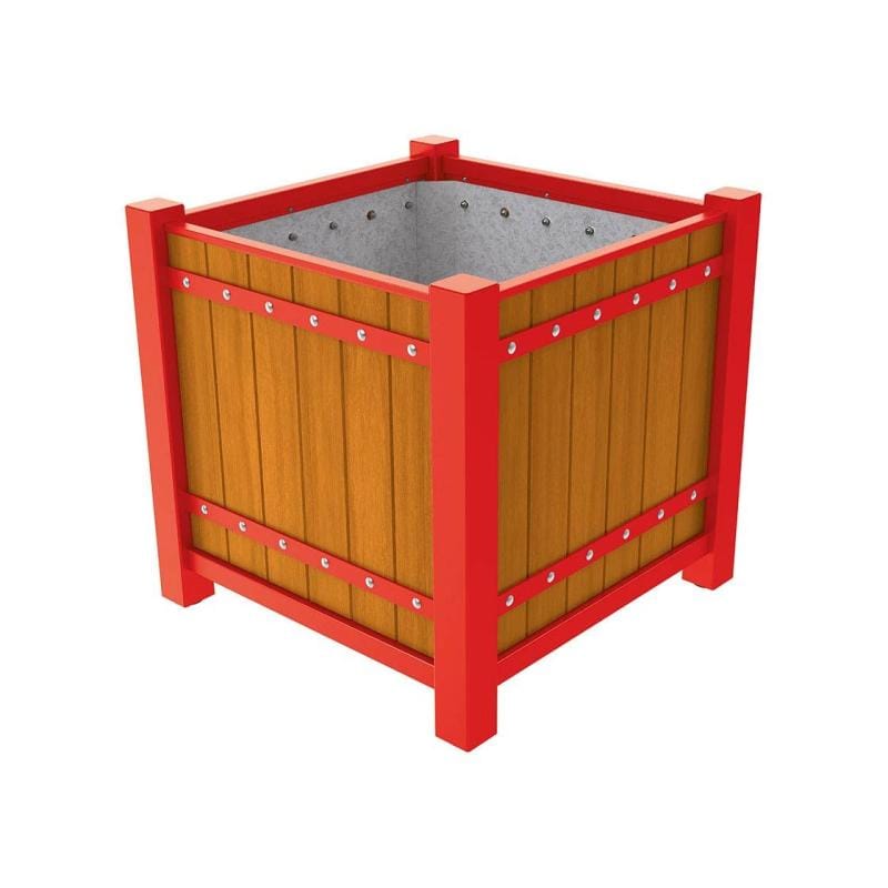 Cityscape Direct Sarlat Planter 1060 x 1060 x 960mm high / Red (RAL 3020) / Light Oak