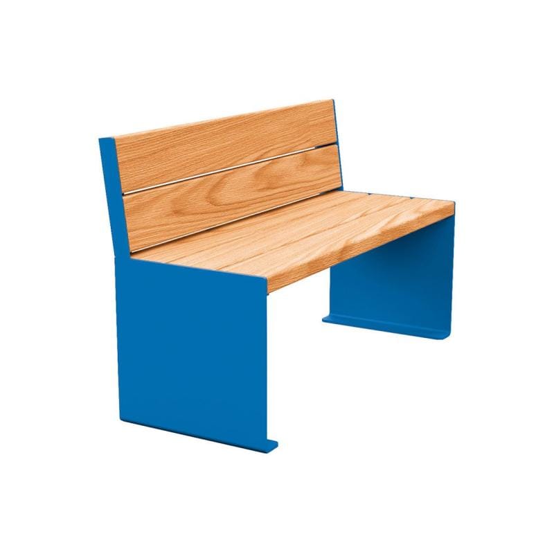 Cityscape Direct Kube Seat (Steel and Wood) 1200mm / Light Oak / Blue (RAL 5010)