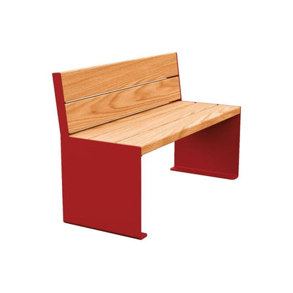 Cityscape Direct Kube Seat (Steel and Wood) 1200mm / Light Oak / Burgundy (RAL 3004)