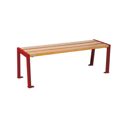 Cityscape Direct Silaos Bench (Steel and Wood) 1200mm / Light Oak / Burgundy (RAL 3004)